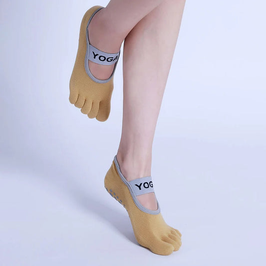 Chaussettes de Pilates antidérapantes à cinq doigts
