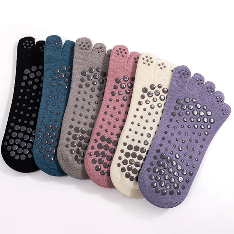 Chaussettes de Pilates antidérapantes à cinq doigts