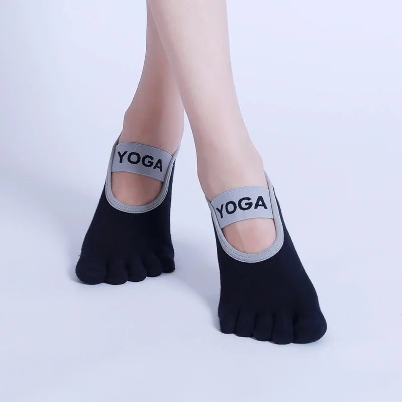 Chaussettes de Pilates antidérapantes à cinq doigts