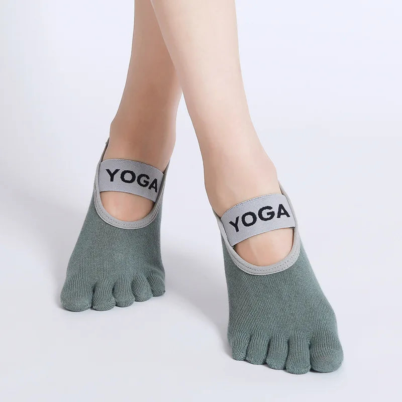 Chaussettes de Pilates antidérapantes à cinq doigts