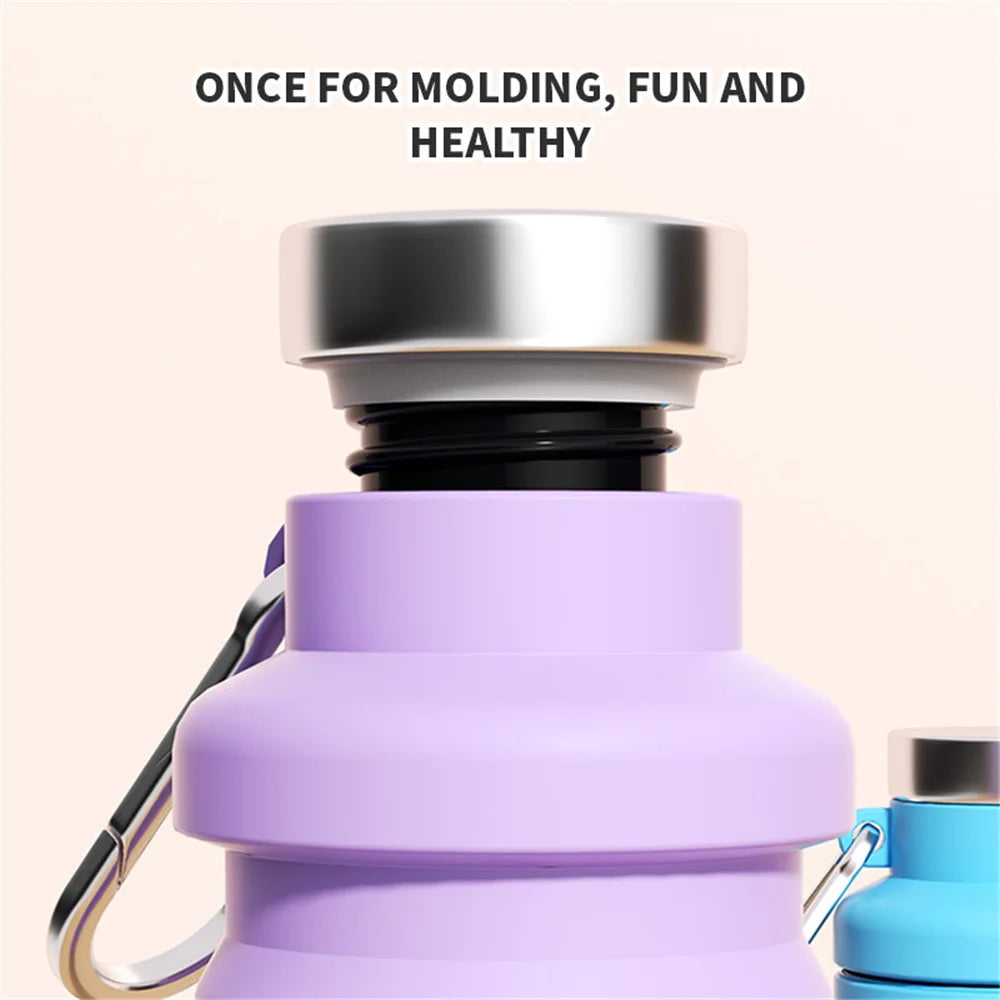 Bouteille Silicone Pliable 500ml GlowZe - Gourde Sport Ultra-Compacte