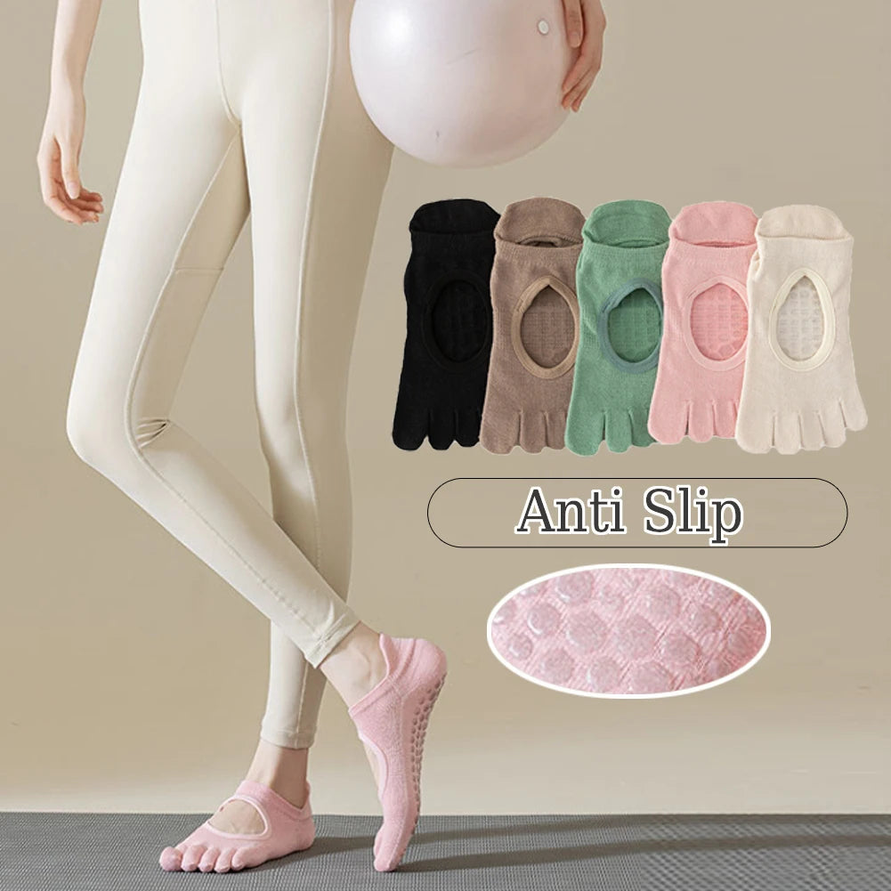 Chaussettes de Pilates respirantes  à cinq doigts