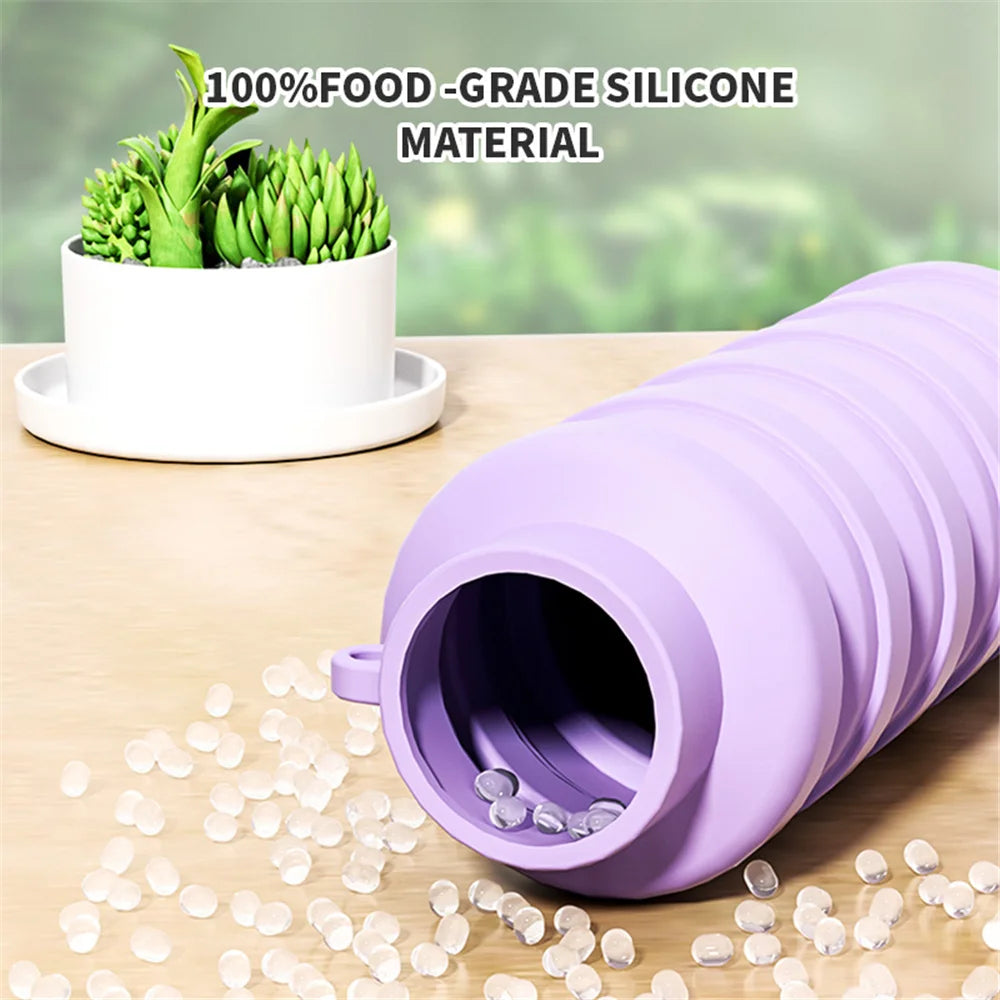 Bouteille Silicone Pliable 500ml GlowZe - Gourde Sport Ultra-Compacte