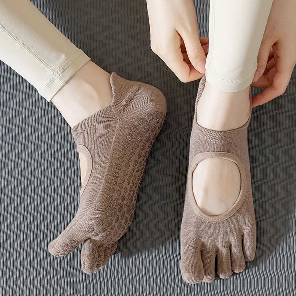 Chaussettes de Pilates respirantes  à cinq doigts