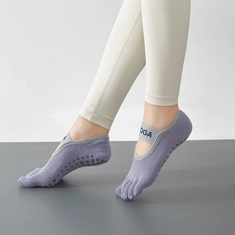 Chaussettes de Pilates antidérapantes à cinq doigts